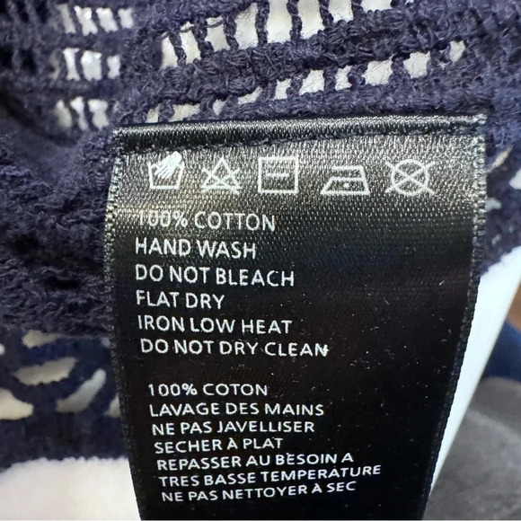 NWOT ANTHROPOLOGIE James Coviello Navy Crocheted Lace Short Sleeve Top, XS - Picture 4 of 8